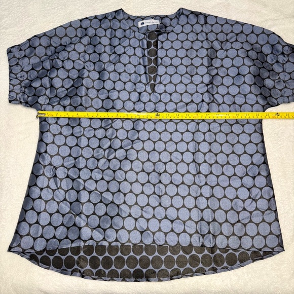 Caryn Lawn Betsy Top Blue Jacquard Polka Dot Blouse | One Size Fits Most - Picture 7 of 8